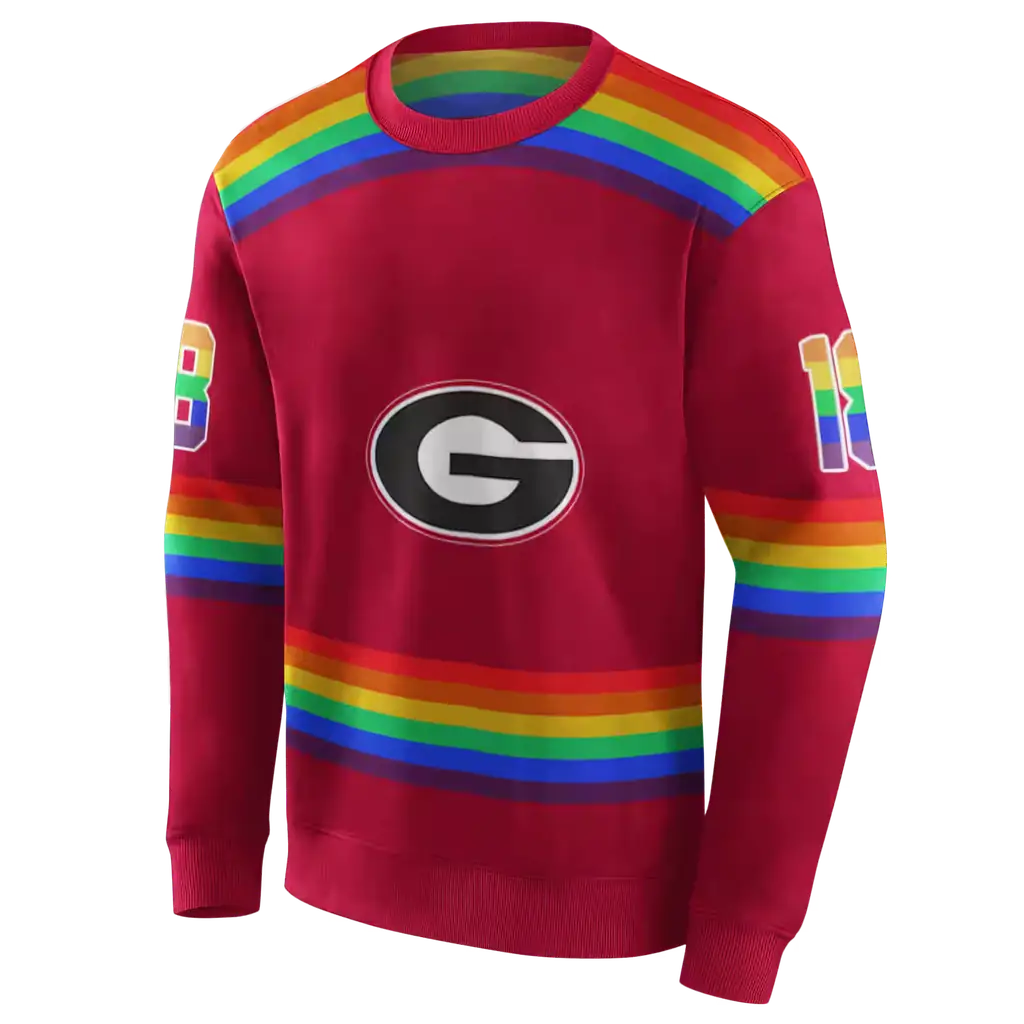 custom georgia bulldogs rainbow stripes red hoodie new arrival custom georgia bulldogs rainbow stripes red hoodie new arrival