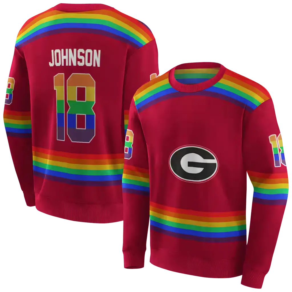 custom georgia bulldogs rainbow stripes red hoodie premium grade custom georgia bulldogs rainbow stripes red hoodie premium grade