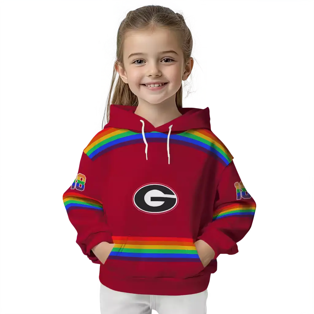 custom georgia bulldogs rainbow stripes red hoodie top rated custom georgia bulldogs rainbow stripes red hoodie top rated