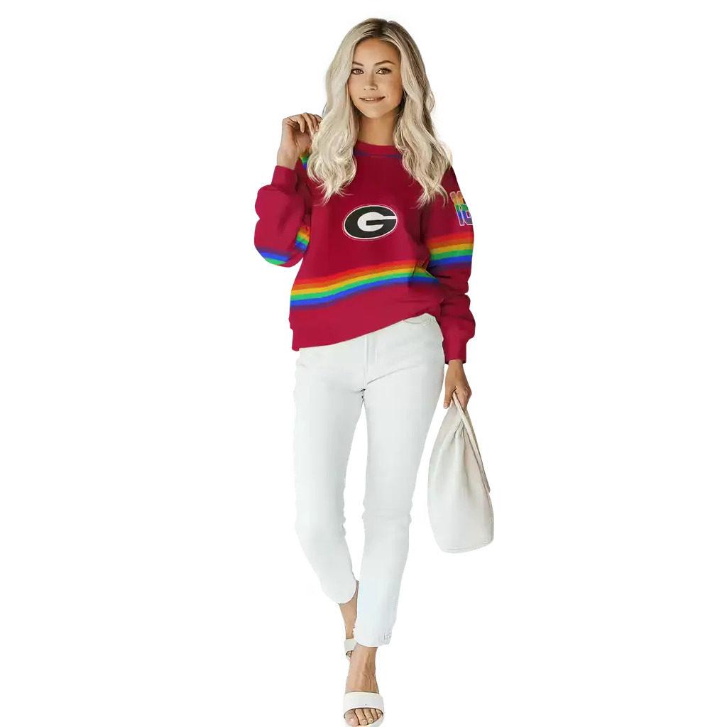 custom georgia bulldogs rainbow stripes red hoodie trendy custom georgia bulldogs rainbow stripes red hoodie trendy
