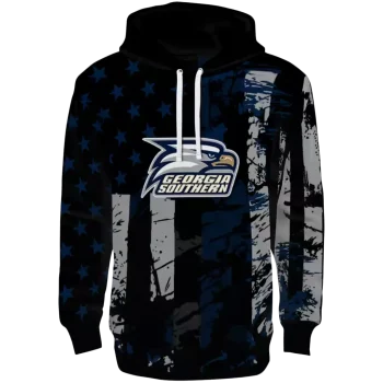 custom georgia southern eagles distressed flag blue black hoodie best selling