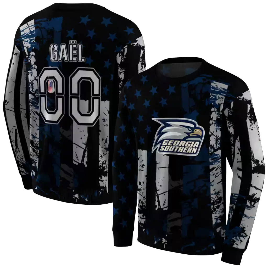 custom georgia southern eagles distressed flag blue black hoodie premium grade custom georgia southern eagles distressed flag blue black hoodie premium grade