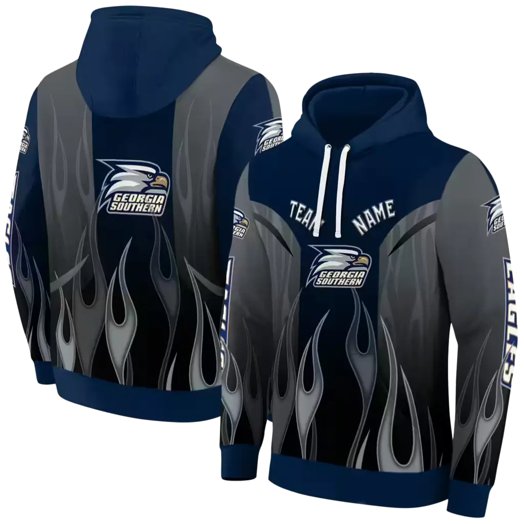custom georgia southern eagles flame design blue hoodie fashion forward custom georgia southern eagles flame design blue hoodie fashion forward