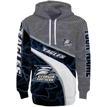 custom georgia southern eagles hexagonal mesh blue black gray hoodie best selling