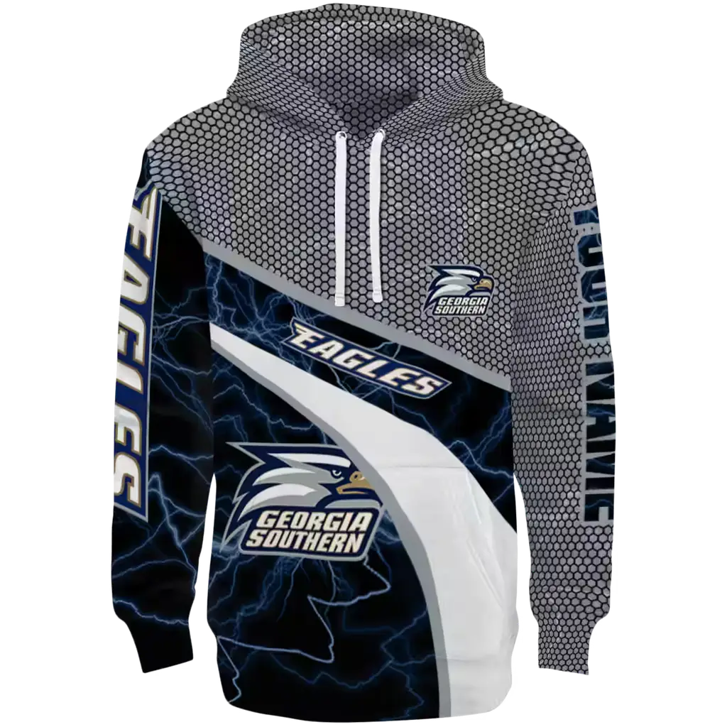 custom georgia southern eagles hexagonal mesh blue black gray hoodie best selling custom georgia southern eagles hexagonal mesh blue black gray hoodie best selling