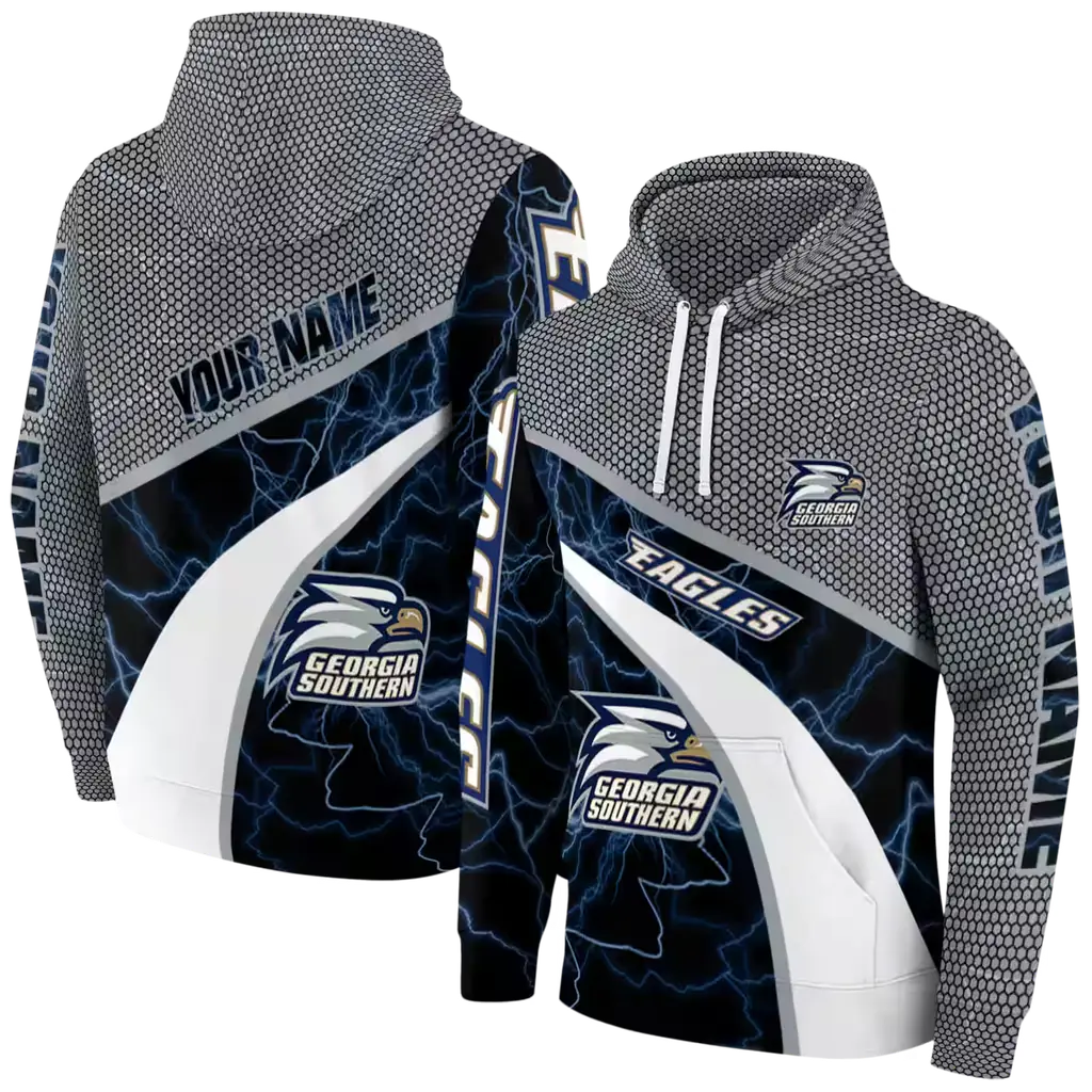 custom georgia southern eagles hexagonal mesh blue black gray hoodie fashion forward custom georgia southern eagles hexagonal mesh blue black gray hoodie fashion forward