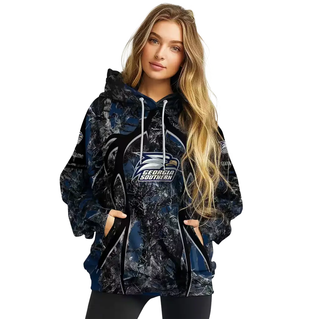 custom georgia southern eagles hunting theme blue black hoodie high quality custom georgia southern eagles hunting theme blue black hoodie high quality