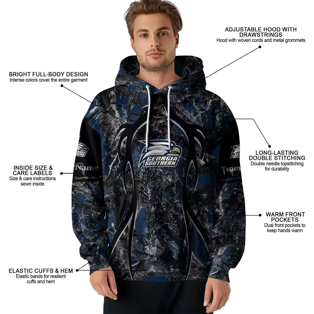 custom georgia southern eagles hunting theme blue black hoodie latest model custom georgia southern eagles hunting theme blue black hoodie latest model