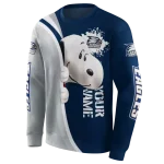custom georgia southern eagles peeking snoopy blue hoodie best selling