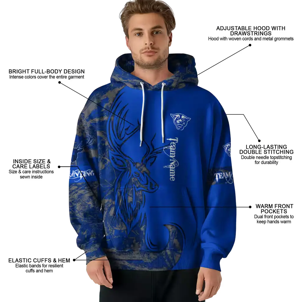 custom georgia state panthers deer silhouette blue hoodie latest model custom georgia state panthers deer silhouette blue hoodie latest model