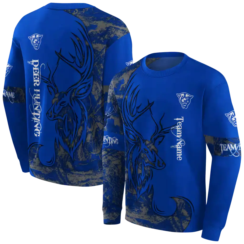 custom georgia state panthers deer silhouette blue hoodie premium grade custom georgia state panthers deer silhouette blue hoodie premium grade