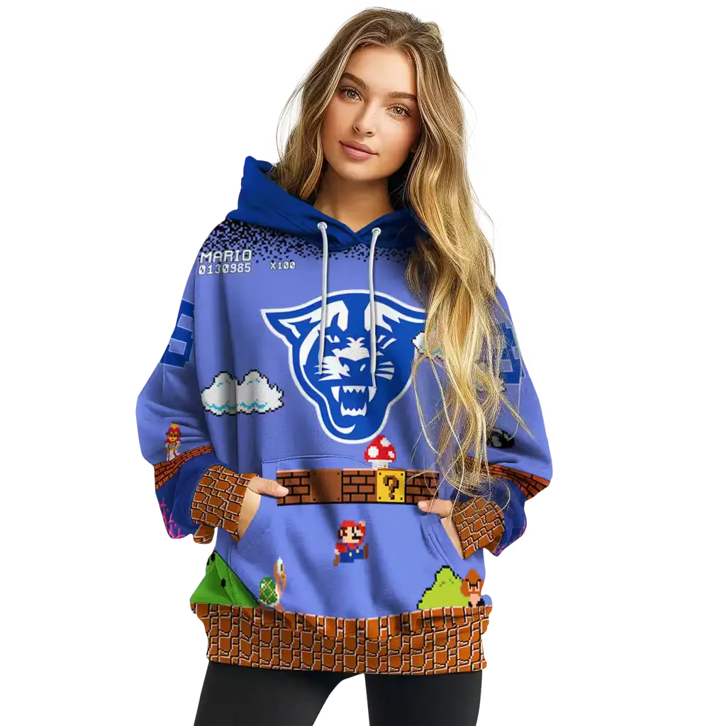 custom georgia state panthers mario blue black hoodie high quality custom georgia state panthers mario blue black hoodie high quality