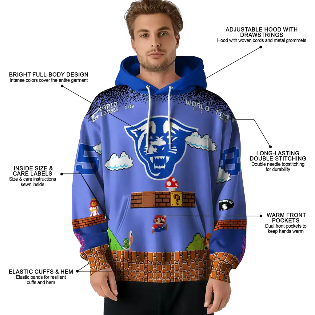 custom georgia state panthers mario blue black hoodie latest model custom georgia state panthers mario blue black hoodie latest model