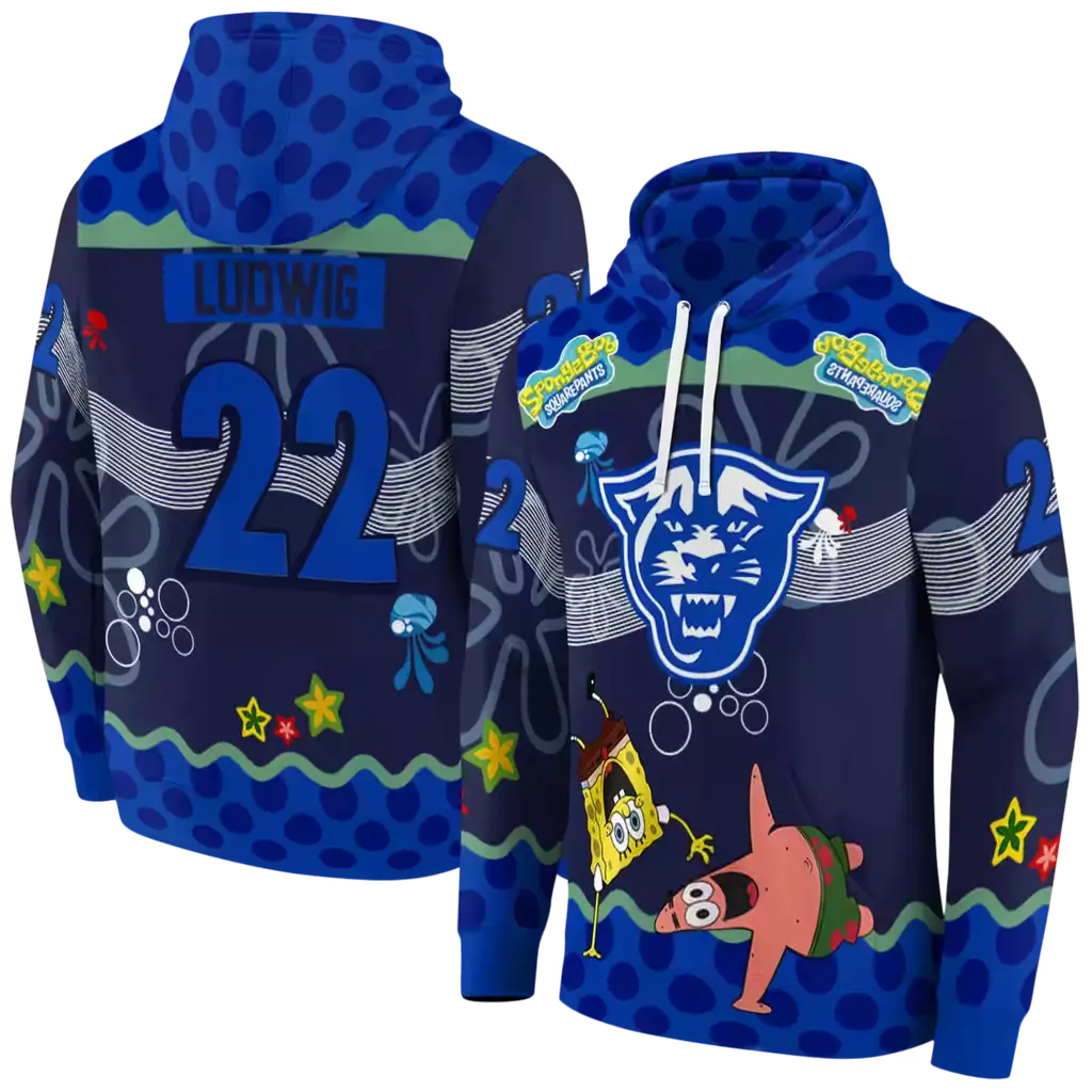 custom georgia state panthers spongebob patrick star blue navy hoodie fashion forward custom georgia state panthers spongebob patrick star blue navy hoodie fashion forward
