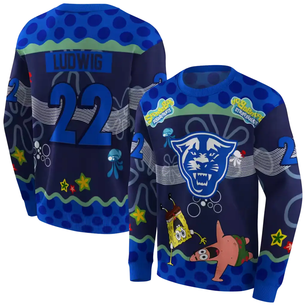 custom georgia state panthers spongebob patrick star blue navy hoodie premium grade custom georgia state panthers spongebob patrick star blue navy hoodie premium grade