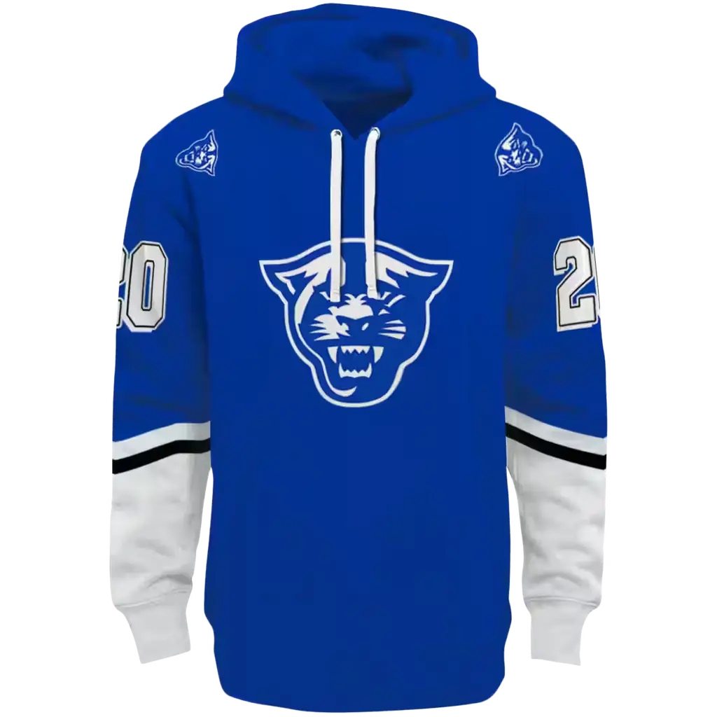 custom georgia state panthers striped sleeves blue hoodie best selling custom georgia state panthers striped sleeves blue hoodie best selling