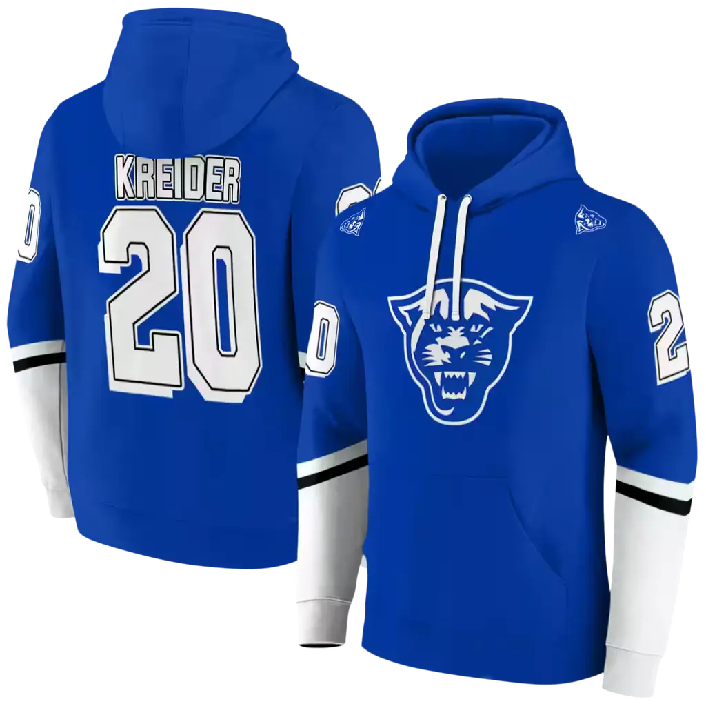 custom georgia state panthers striped sleeves blue hoodie fashion forward custom georgia state panthers striped sleeves blue hoodie fashion forward