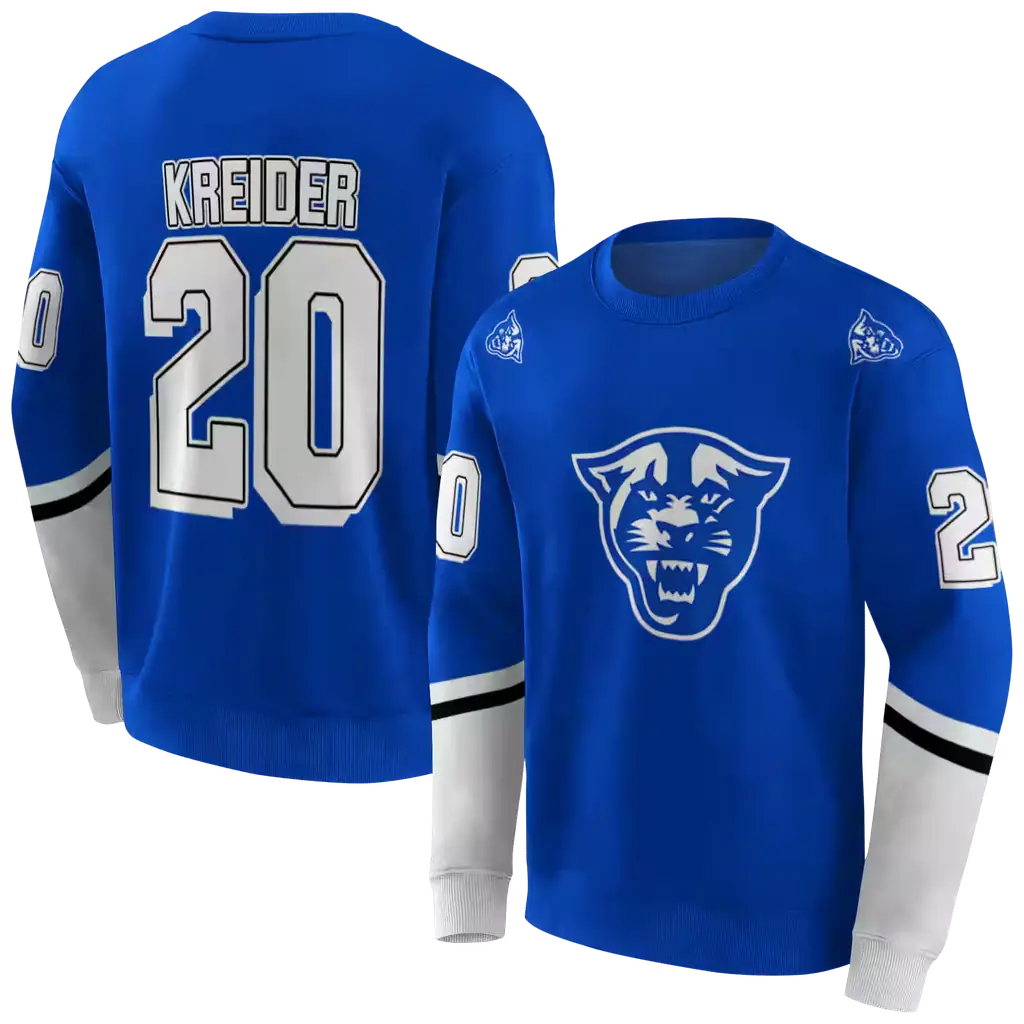 custom georgia state panthers striped sleeves blue hoodie premium grade custom georgia state panthers striped sleeves blue hoodie premium grade