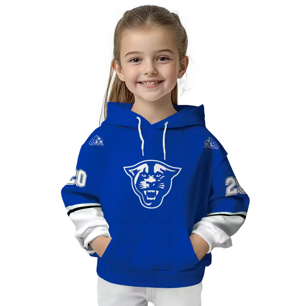 custom georgia state panthers striped sleeves blue hoodie top rated custom georgia state panthers striped sleeves blue hoodie top rated