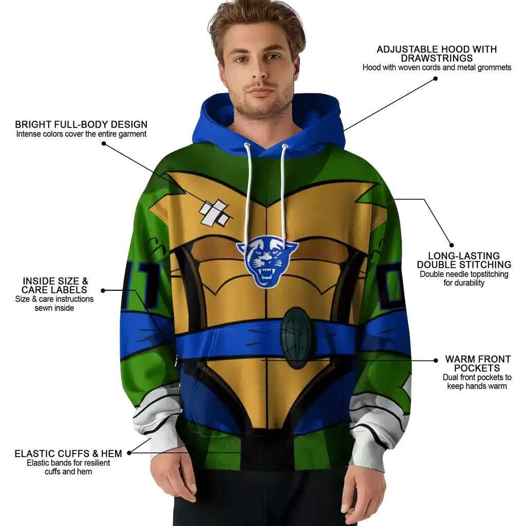 custom georgia state panthers superhero armor blue green hoodie latest model custom georgia state panthers superhero armor blue green hoodie latest model