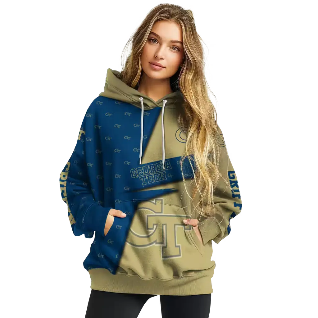 custom georgia tech yellow jackets abstract shape gold hoodie high quality custom georgia tech yellow jackets abstract shape gold hoodie high quality