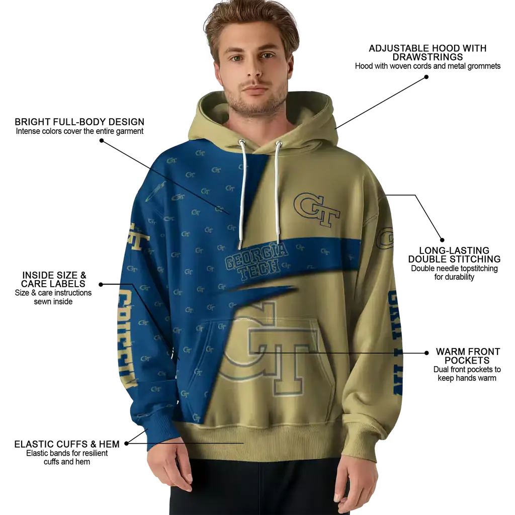 custom georgia tech yellow jackets abstract shape gold hoodie latest model custom georgia tech yellow jackets abstract shape gold hoodie latest model