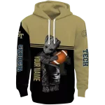 custom georgia tech yellow jackets baby groot gold black hoodie best selling