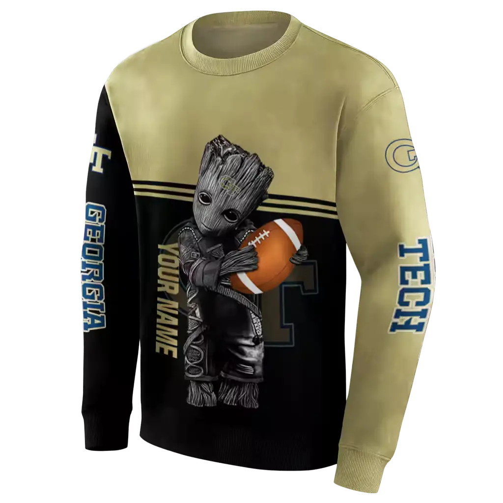 custom georgia tech yellow jackets baby groot gold black hoodie new arrival custom georgia tech yellow jackets baby groot gold black hoodie new arrival