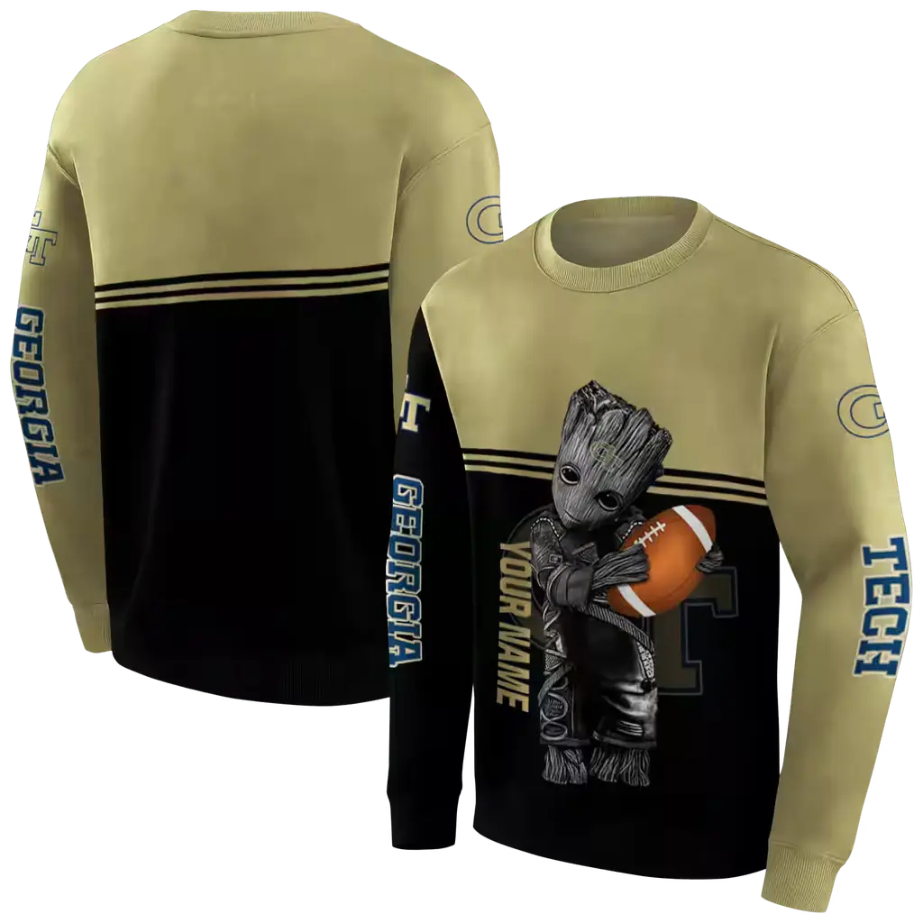 custom georgia tech yellow jackets baby groot gold black hoodie premium grade custom georgia tech yellow jackets baby groot gold black hoodie premium grade