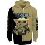 custom georgia tech yellow jackets baby yoda gold black hoodie best selling