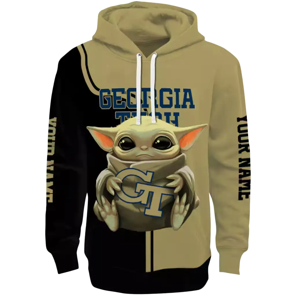 custom georgia tech yellow jackets baby yoda gold black hoodie best selling custom georgia tech yellow jackets baby yoda gold black hoodie best selling