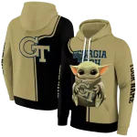 custom georgia tech yellow jackets baby yoda gold black hoodie best selling