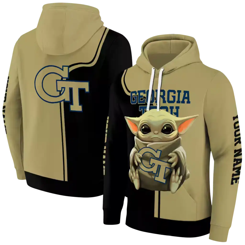 custom georgia tech yellow jackets baby yoda gold black hoodie fashion forward custom georgia tech yellow jackets baby yoda gold black hoodie fashion forward