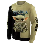 custom georgia tech yellow jackets baby yoda gold black hoodie best selling