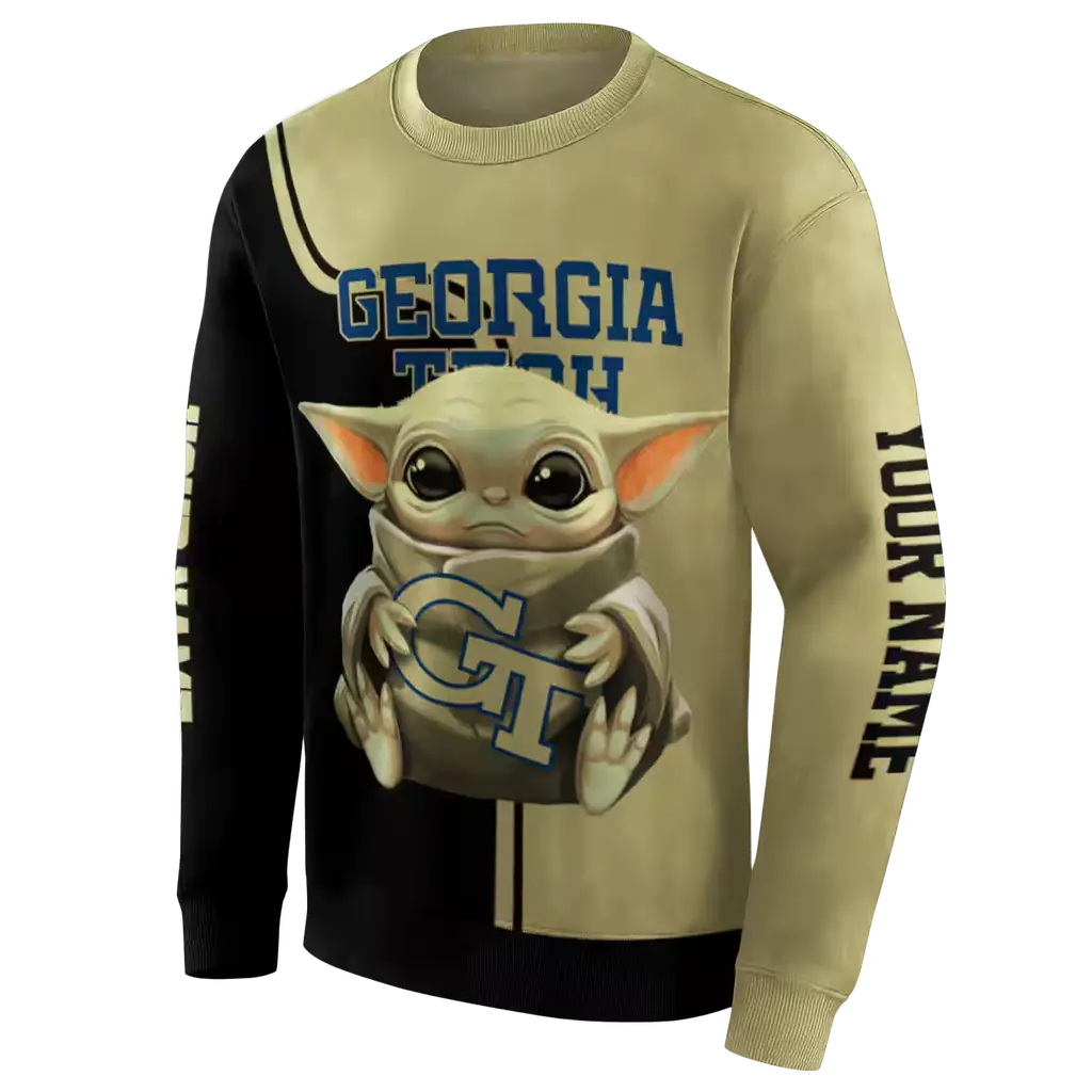 custom georgia tech yellow jackets baby yoda gold black hoodie new arrival custom georgia tech yellow jackets baby yoda gold black hoodie new arrival