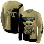 custom georgia tech yellow jackets baby yoda gold black hoodie best selling