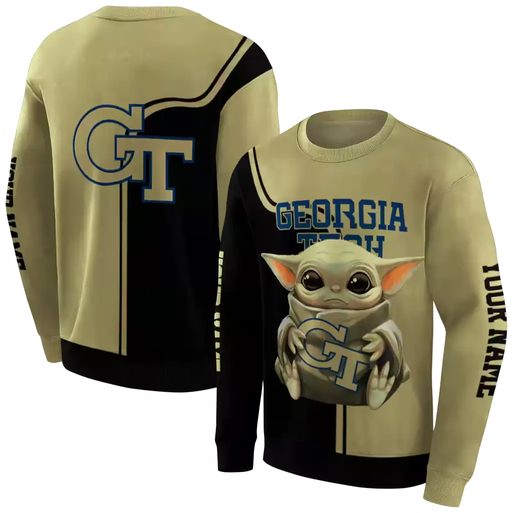 custom georgia tech yellow jackets baby yoda gold black hoodie premium grade custom georgia tech yellow jackets baby yoda gold black hoodie premium grade