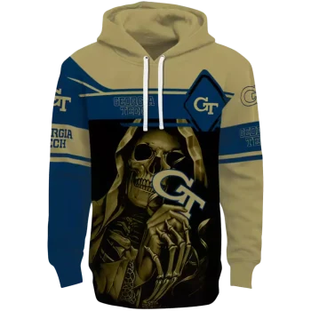 custom georgia tech yellow jackets grim reaper gold black hoodie best selling