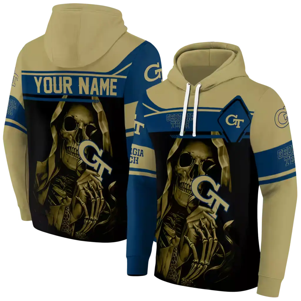 custom georgia tech yellow jackets grim reaper gold black hoodie fashion forward custom georgia tech yellow jackets grim reaper gold black hoodie fashion forward