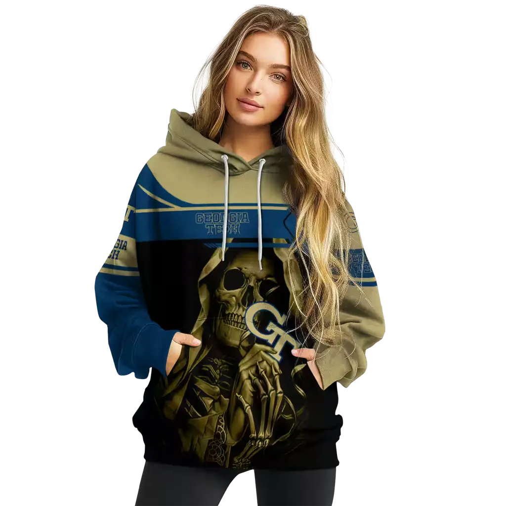 custom georgia tech yellow jackets grim reaper gold black hoodie high quality custom georgia tech yellow jackets grim reaper gold black hoodie high quality