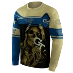 custom georgia tech yellow jackets grim reaper gold black hoodie best selling