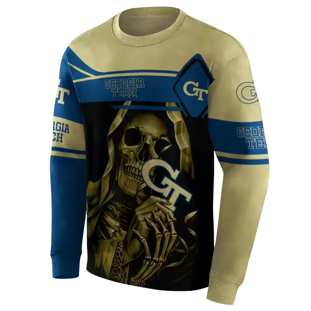 custom georgia tech yellow jackets grim reaper gold black hoodie new arrival custom georgia tech yellow jackets grim reaper gold black hoodie new arrival