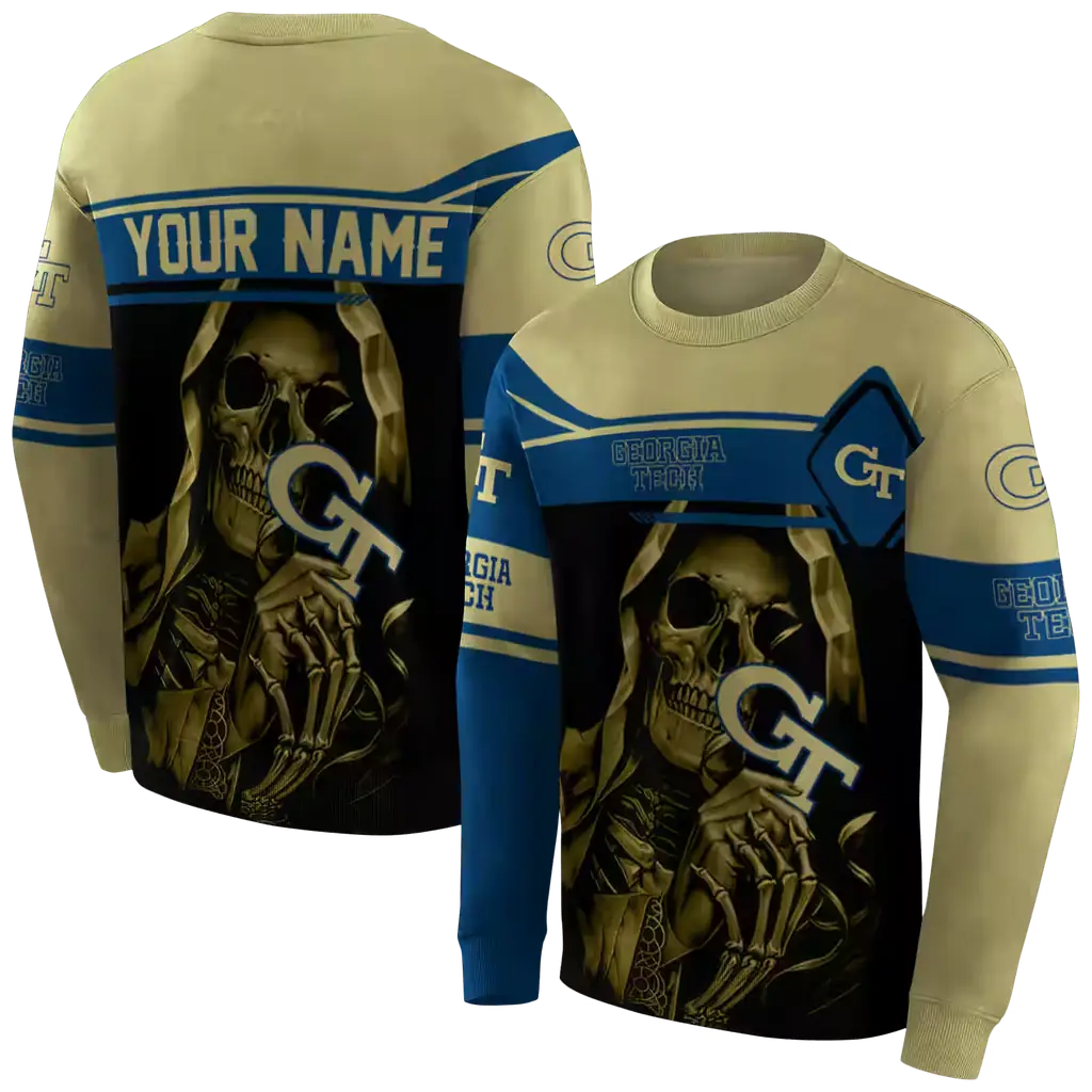 custom georgia tech yellow jackets grim reaper gold black hoodie premium grade custom georgia tech yellow jackets grim reaper gold black hoodie premium grade