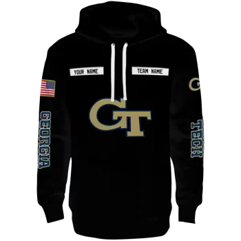 custom georgia tech yellow jackets punisher skull black hoodie best selling
