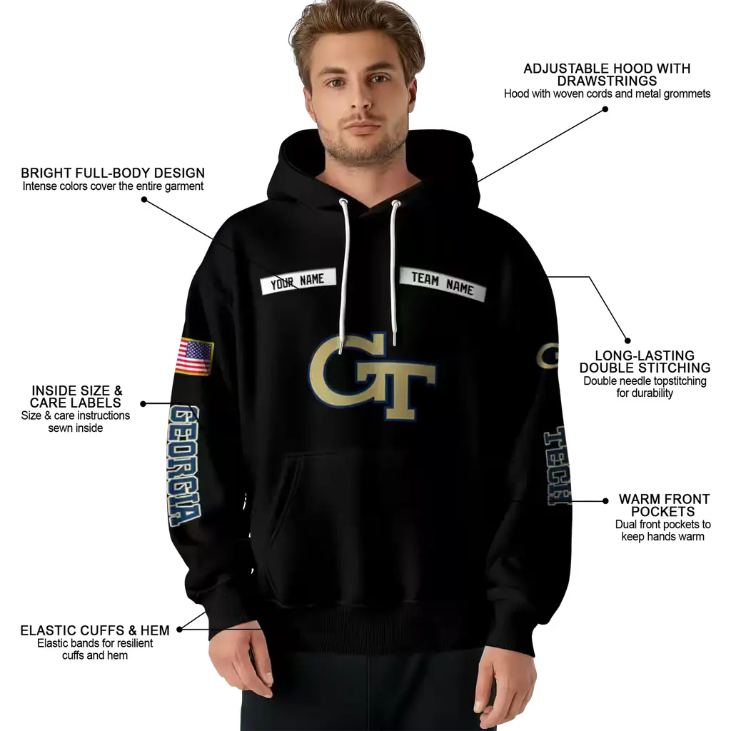 custom georgia tech yellow jackets punisher skull black hoodie latest model custom georgia tech yellow jackets punisher skull black hoodie latest model