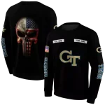 custom georgia tech yellow jackets punisher skull black hoodie best selling