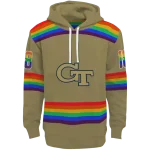 custom georgia tech yellow jackets rainbow stripes gold hoodie best selling