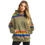 custom georgia tech yellow jackets rainbow stripes gold hoodie best selling