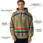custom georgia tech yellow jackets rainbow stripes gold hoodie best selling