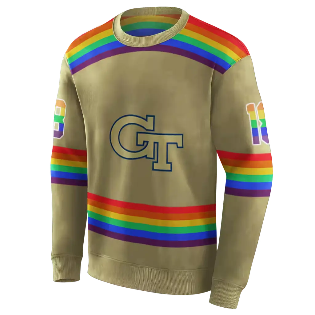 custom georgia tech yellow jackets rainbow stripes gold hoodie new arrival custom georgia tech yellow jackets rainbow stripes gold hoodie new arrival